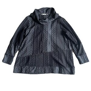 Soft Surroundings Cowl Neck Tunic 1X Charcoal Patchwork Long Sleeves Lagenlook